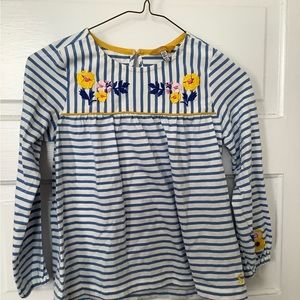 Joules, girls embroidered long-sleeve shirt, stripes, embroidery, size 7-8